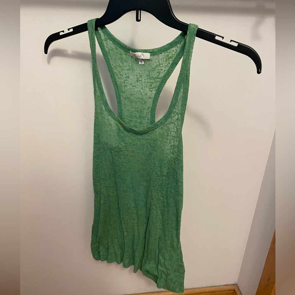 Green Mesh-Like Tank Top